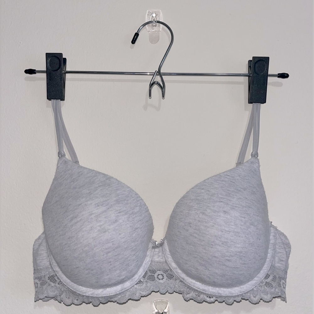 aerie lightly lined floral lace trim t-shirt bra
